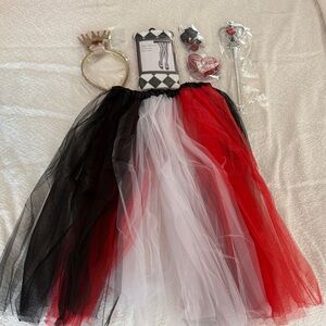 Red, Black, and White Tulle Skirt with Accessories